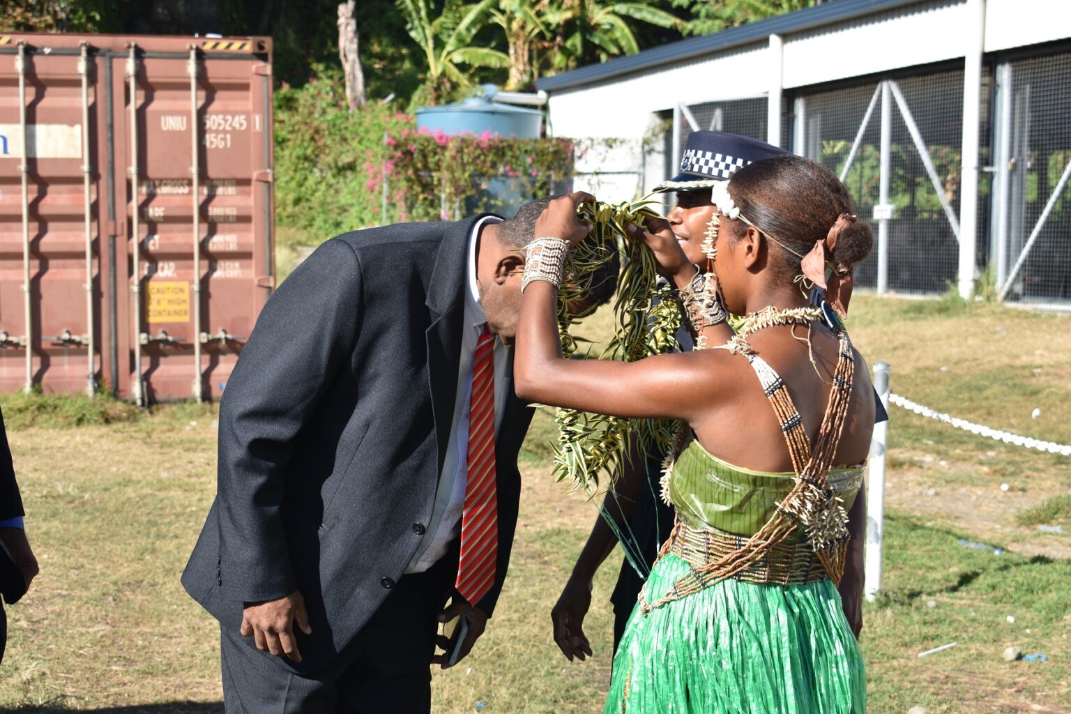 Makira police officers raise flag as part of their 39th second ...