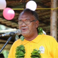Member of Parliament for Gao-Bugotu Constituency (GBC) Honourable Samuel Manetoali speaking during and handing over program of Koloteve Market House Project.