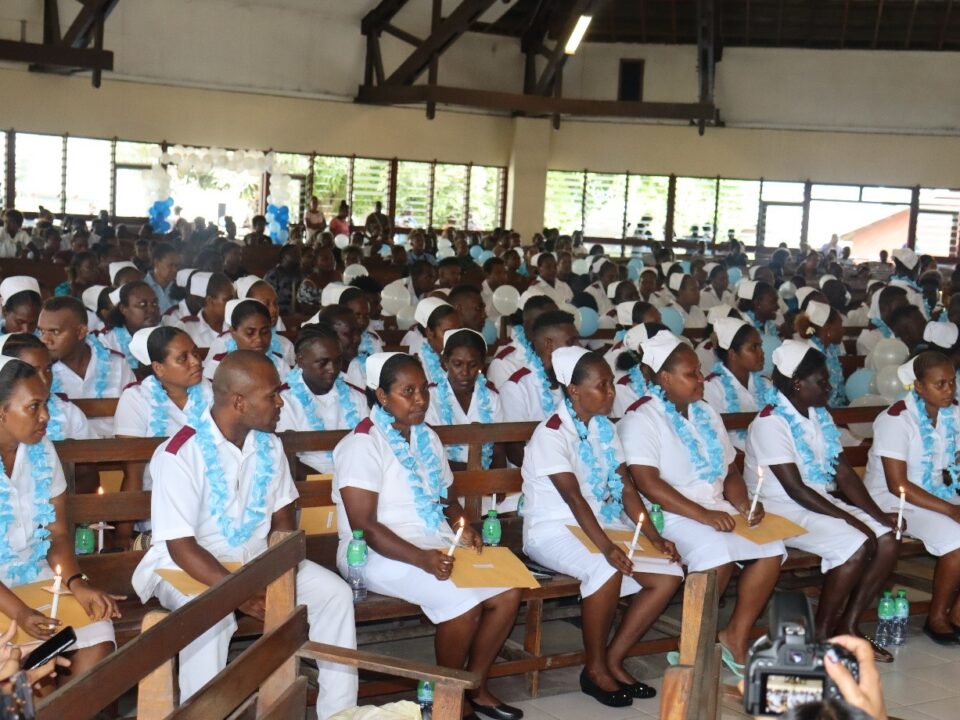 Newly registered nurses after receiving their certificates.