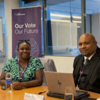 Right to Left: SIEC CEO & Commissioner Mr. Jasper Highwood Anisi and Executive Personal Secretary Miss Kathy Joel at the AEC Knowledge Exchange Program, Canberra.