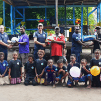 9 Sporting equipment is gifted to representatives from four communities to support local activities and encourage positive community engagement.
