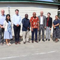 Group photo of the Health Minister and Permanent Secretary Acting and Director Reproductive Health together with the GAVI Mission team to SI and WHO representatives.